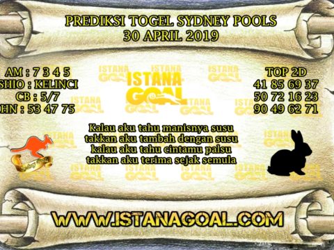 PREDIKSI TOGEL SYDNEY POOLS 30 APRIL 2019