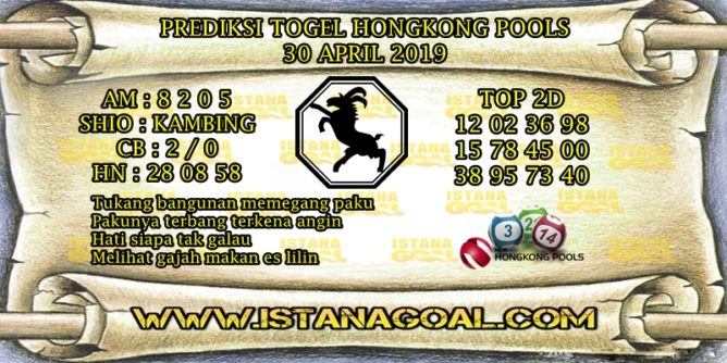 PREDIKSI TOGEL HONGKONG POOLS 29 APRIL 2019