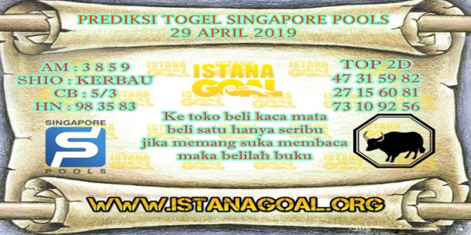 PREDIKSI TOGEL SINGAPORE POOLS 29 APRIL 2019