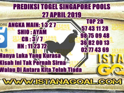 PREDIKSI TOGEL SINGAPORE POOLS 27 APRIL 2019