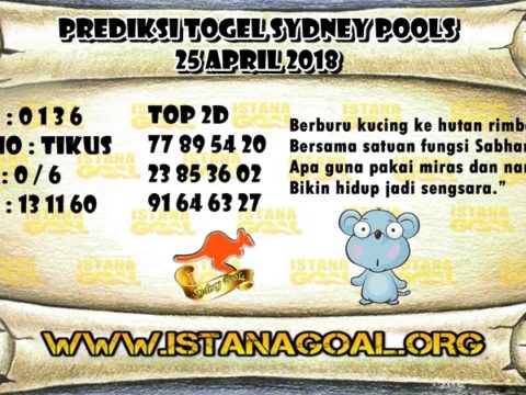 PREDIKSI TOGEL SYDNEY POOLS 25 APRIL 2019