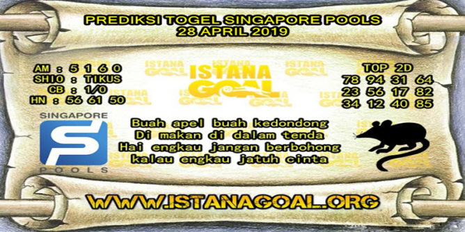 PREDIKSI TOGEL SINGAPORE POOLS 28 APRIL 2019