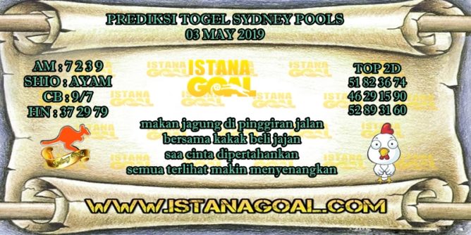 PREDIKSI TOGEL SYDNEY POOLS 03 MAY 2019