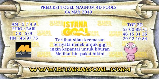 PREDIKSI TOGEL MAGNUM 4D POOLS 04 MAY 2019