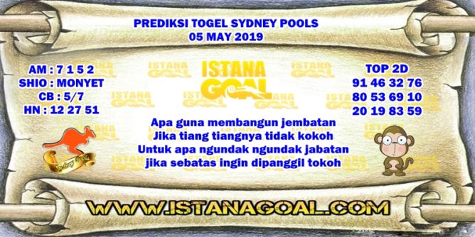 PREDIKSI TOGEL SYDNEY POOLS 04 MAY 2019