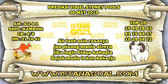 PREDIKSI TOGEL SYDNEY POOLS 06 MAY 2019