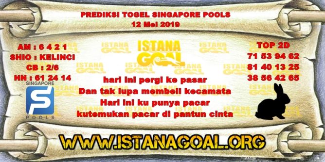 PREDIKSI TOGEL SINGAPORE POOLS 12 MEI 2019