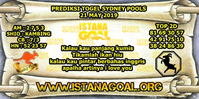 PREDIKSI TOGEL SYDNEY POOLS 21 MEI 2019