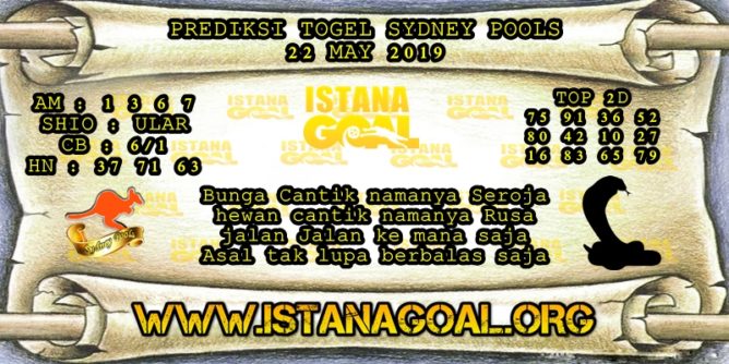 PREDIKSI TOGEL SYDNEY POOLS 22 MEI 2019