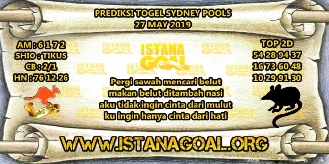 PREDIKSI TOGEL SYDNEY POOLS 27 MAY 2019