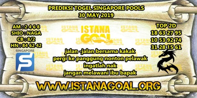 PREDIKSI TOGEL SINGAPORE POOLS 30 MAY 2019