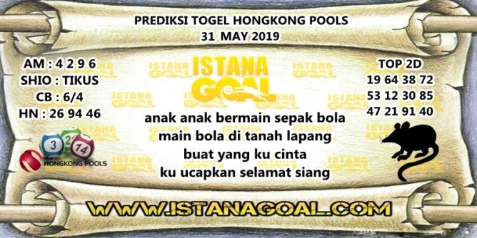 PREDIKSI TOGEL HONGKONG POOLS 31 MAY 2019