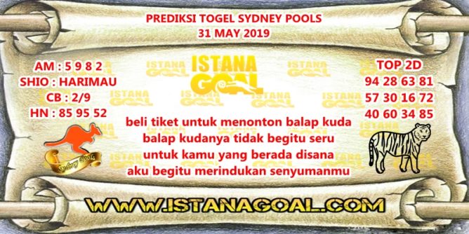 PREDIKSI TOGEL SYDNEY POOLS 31 MAY 2019