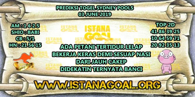 PREDIKSI TOGEL SYDNEY POOLS 03 JUNE 2019