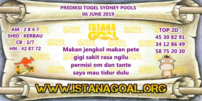 PREDIKSI TOGEL SYDNEY POOLS 06 JUNE 2019