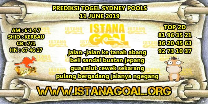 PREDIKSI TOGEL SYDNEY POOLS 11 JUNE 2019