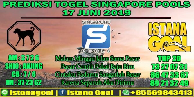 PREDIKSI TOGEL SINGAPORE POOLS 17 JUNI 2019