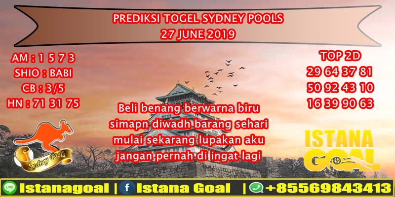 PREDIKSI TOGEL SYDNEY POOLS 27 JUNE