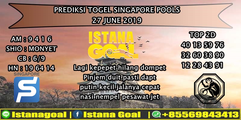 PREDIKSI TOGEL SINGAPORE POOLS 27 JUNE