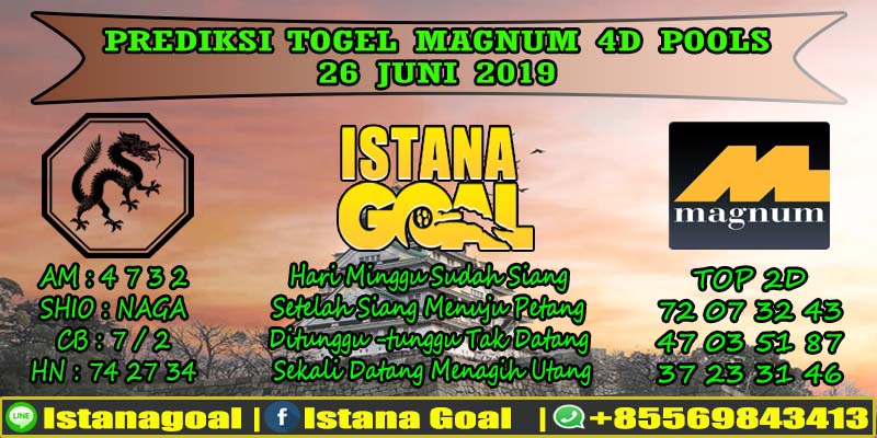 PREDIKSI TOGEL MAGNUM 4D POOLS 26 JUNE 2019