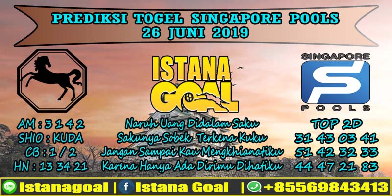 PREDIKSI TOGEL SINGAPORE POOLS 26 JUNE 2019