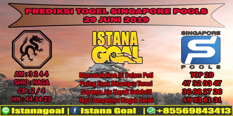 PREDIKSI TOGEL SINGAPORE POOLS 29 JUNE 2019