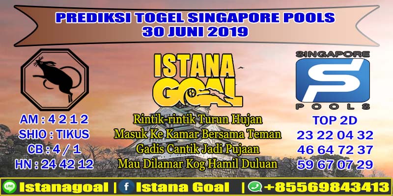 PREDIKSI TOGEL SINGAPORE POOLS 30 JUNE 2019