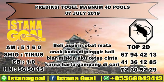PREDIKSI TOGEL MAGNUM POOLS 07 JULI 2019