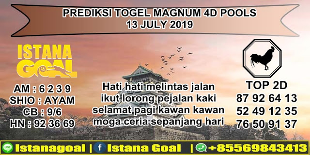 PREDIKSI TOGEL MAGNUM POOLS 13 JULI 2019