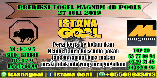 PREDIKSI TOGEL MAGNUM 4D POOLS 27 JULI 2019