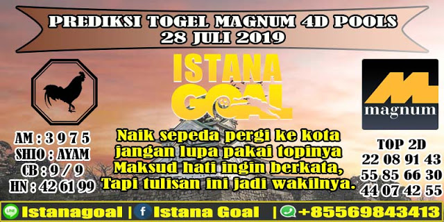 PREDIKSI TOGEL MAGNUM 4D POOLS 28 JULI 2019