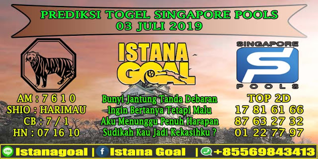 PREDIKSI TOGEL SINGAPORE POOLS 03 JULI 2019