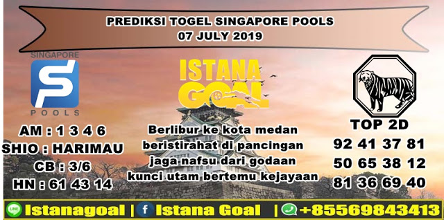 PREDIKSI TOGEL SINGAPORE POOLS 07 JULI 2019