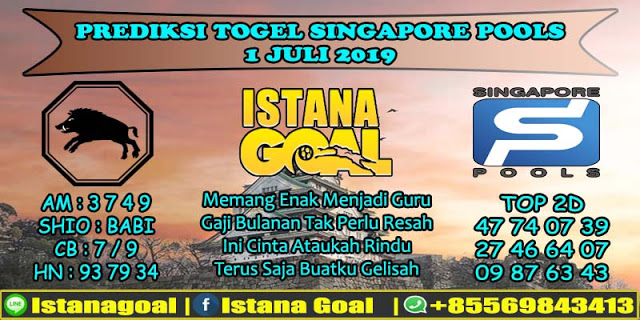 PREDIKSI TOGEL SINGAPORE POOLS 01 JULI 2019