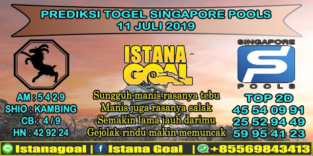 PREDIKSI TOGEL SINGAPORE POOLS 11 JULI 2019