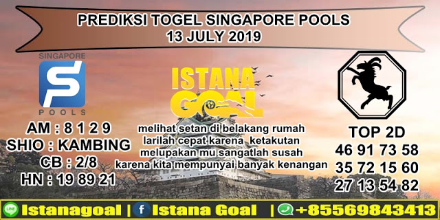 PREDIKSI TOGEL SINGAPORE POOLS 13 JULI 2019