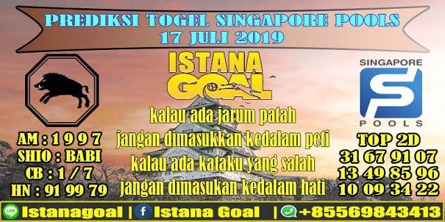 PREDIKSI TOGEL SINGAPORE POOLS 17 JULI 2019