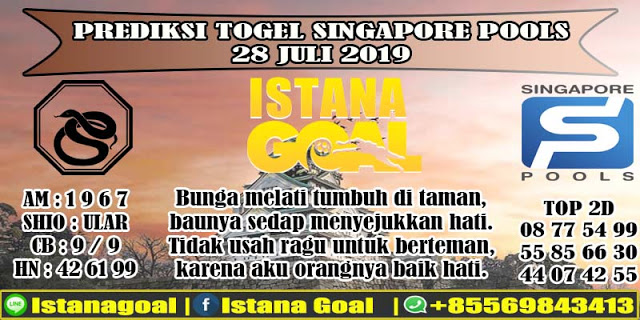 PREDIKSI TOGEL SINGAPORE POOLS 28 JULI 2019