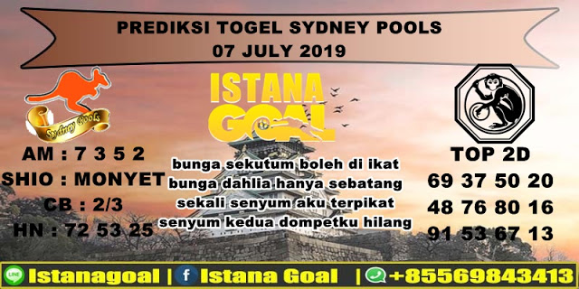 PREDIKSI TOGEL SYDNEY POOLS 07 JULI 2019