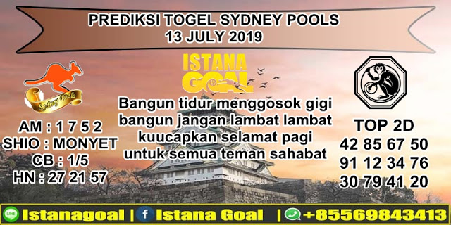 PREDIKSI TOGEL SYDNEY POOLS 13 JULI 2019