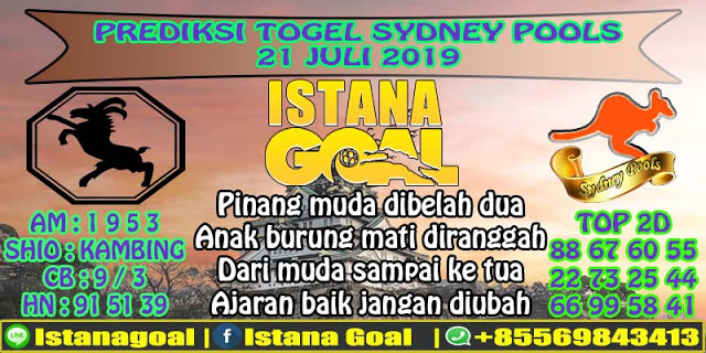 PREDIKSI TOGEL SYDNEY POOLS 21 JULI 2019