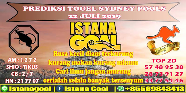 PREDIKSI TOGEL SYDNEY POOLS 22 JULI 2019