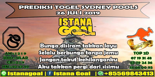 PREDIKSI TOGEL SYDNEY POOLS 26 JULI 2019