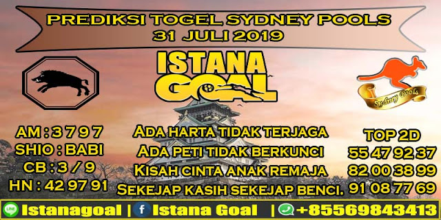 PREDIKSI TOGEL SYDNEY POOLS 31 JULI 2019