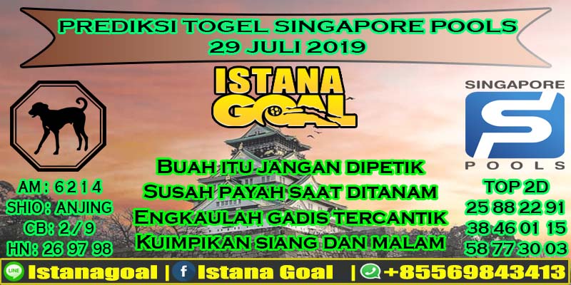 PREDIKSI TOGEL SINGAPORE POOLS 29 JULI 2019