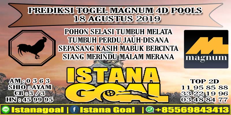 PREDIKSI TOGEL MAGNUM 4D POOLS 18 AGUSTUS 2019