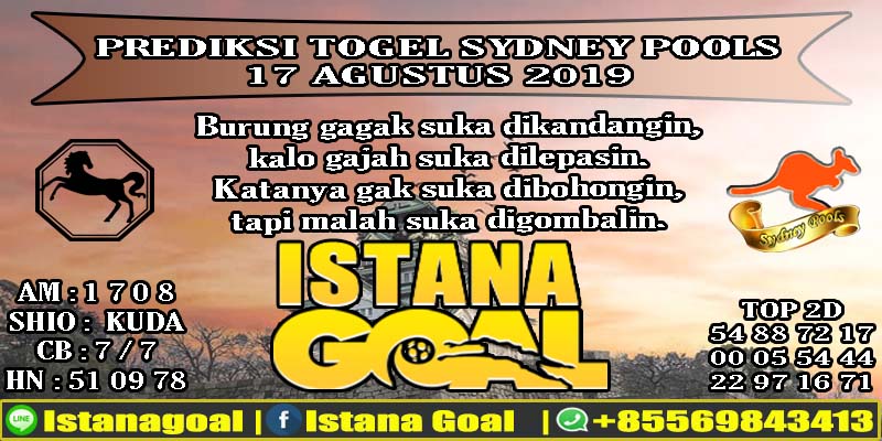 PREDIKSI TOGEL SYDNEY POOLS 17 AGUSTUS 2019