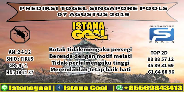 PREDIKSI TOGEL SINGAPORE POOLS 07 AGUSTUS 2019