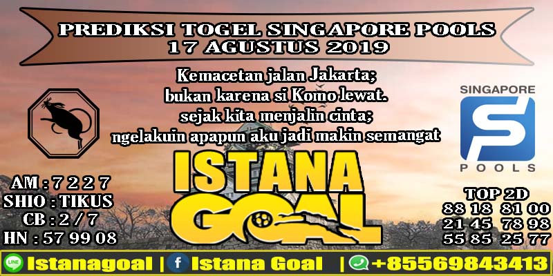 PREDIKSI TOGEL SINGAPORE POOLS 17 AGUSTUS 2019