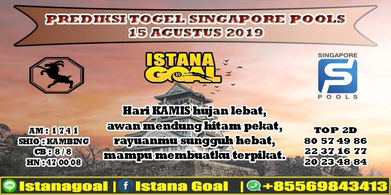 PREDIKSI TOGEL SINGAPORE POOLS 15 AGUSTUS 2019